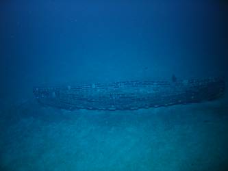 One of ship's boats lying on seabed in decayed state